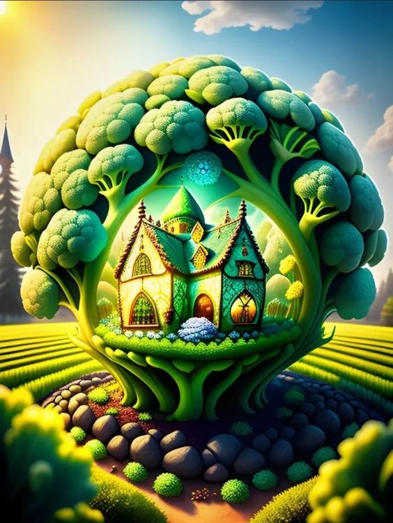 Broccoli's Hidden Wonders: Beyond Nutrition, Discover the Enchanting Houses That Sprout in Fields and Gardens, Adding a Touch of Magic to Our World! 🌱🏡✨ #BroccoliWonders